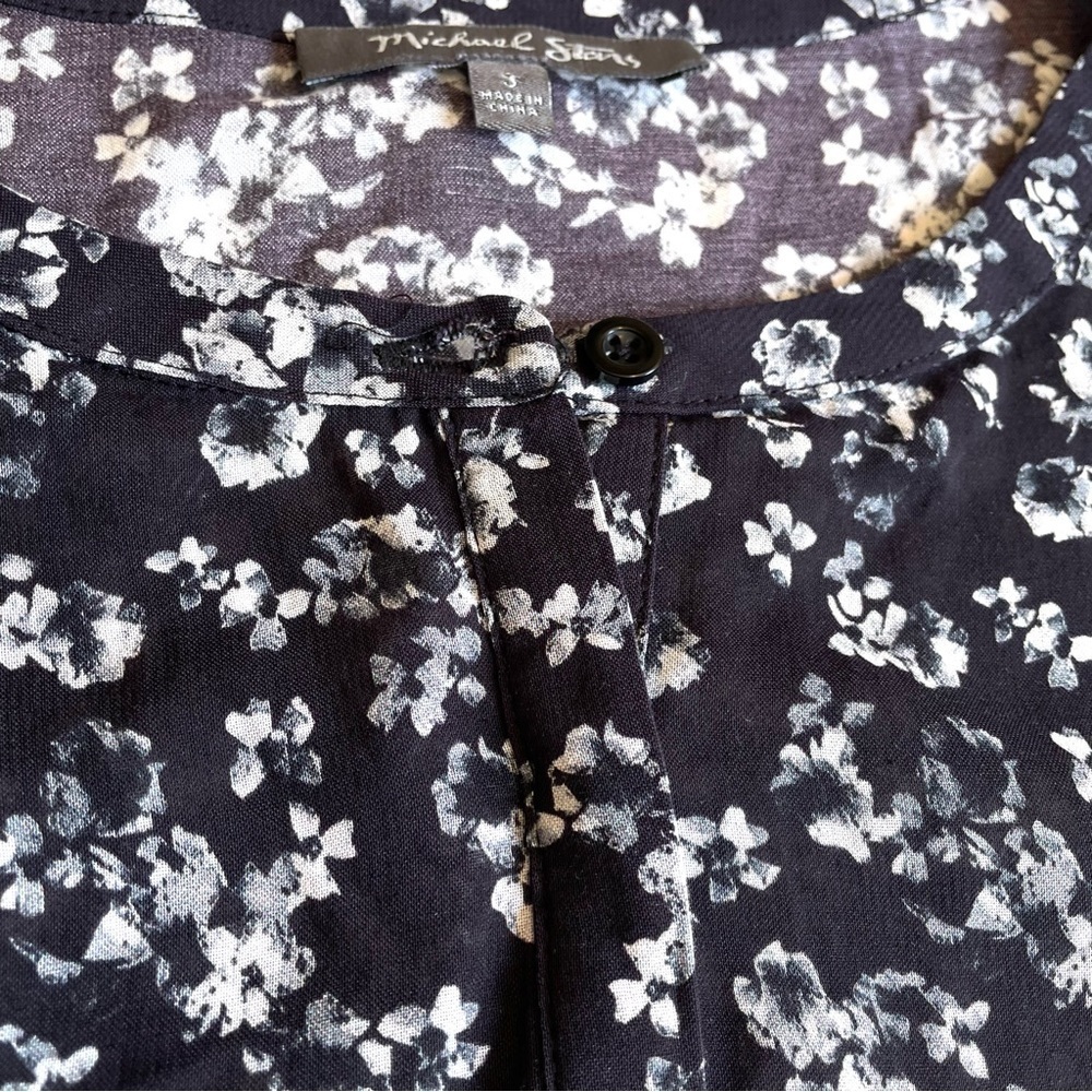 MICHAEL stars black floral long sleeve peplum dress size small - Picture 10 of 12